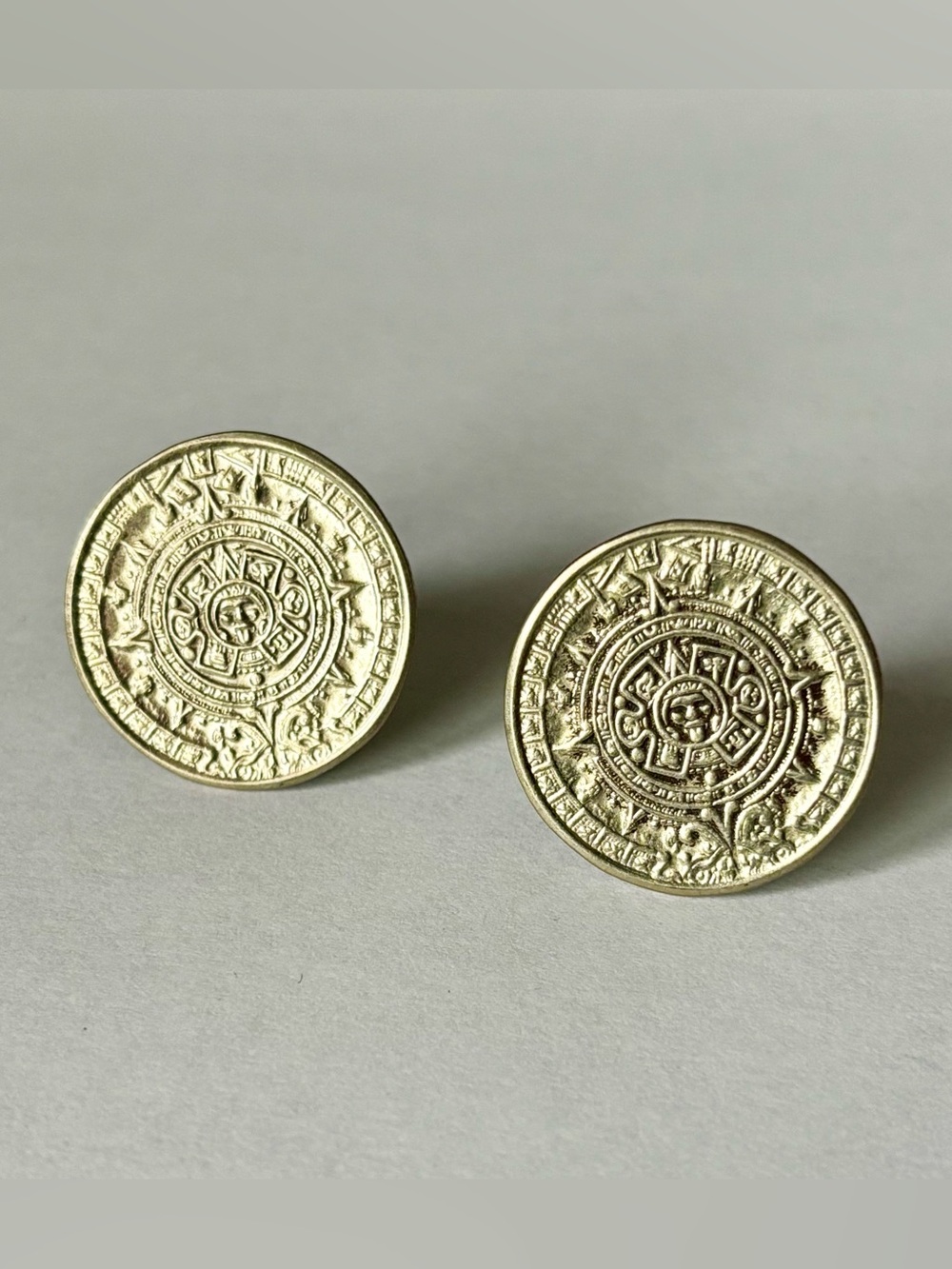 Vintage Alpaca Mexican Aztec Cuff links pair of 2